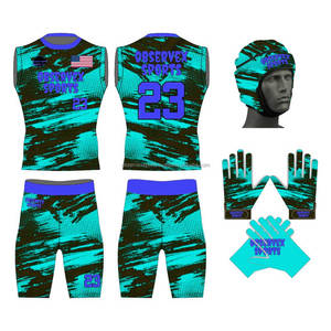 Uniforme de fútbol americano 7v7 de compresión personalizado, el mejor uniforme 7v7, guantes de receptor y casco de carcasa blanda - Product Image 6