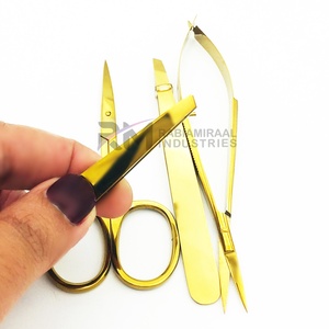 RMI Matt Tweezer Full Gold Plasma Color Angle Point Eyebrow Tweezer And Spring Scissor And Cuticle Scissor Set - Product Image 5