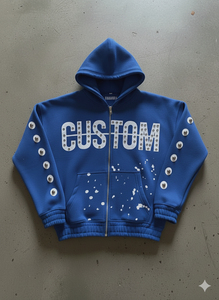 เสื้อฮู้ดดี้สตรีทแวร์ทรงบ็อกซี่แบบซิป  ผ้าฟลีซออร์แกนิค 100% หนานุ่มพิเศษ  ตกแต่งด้วยหมุด  ทรงปกติ  พร้อมสกรีนโลโก้ตามสั่ง - Product Image 2