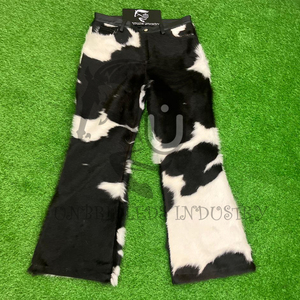 Pantalon évasé tendance 2026 pour homme en cuir véritable, coupe-vent, respirant, écologique, séchage rapide, haute qualité, élastique, style hip-hop - Product Image 2