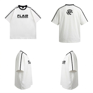 T-shirt jersey streetwear homme personnalisé, poids lourd, haute qualité, 100% coton, coupe oversize, épaules tombantes, passepoil contrastant sur le devant - Product Image 6