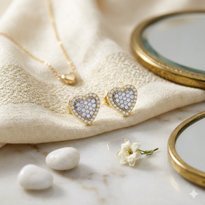 Wedding Bridal Gift Gold Plated 925 Sterling <b>Silver</b> Custom Heart Shape Lab Grown Diamond <b>Stud</b> Women's Earrings Party Valentine's - Product Image 6