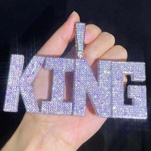 จี้เพชรโมอิสซาไนต์ทรงบริลเลียนต์แบบสั่งทำพร้อมชื่อและอักษรย่อสไตล์ฮิปฮอป ชุบทอง 14K ได้รับการรับรองจาก GRA เครื่องประดับคุณภาพสูง - Product Image 6