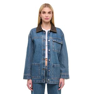<b>Dark</b> Blue Denim Jacket Women Slim Fit <b>Jean</b> Coat Long Sleeve Button Up Fashion Outerwear Casual <b>Indigo</b> Lady <b>Jean</b> Tops for Autumn - Product Image 3