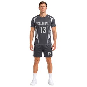 Uniforme de volley-ball gris anthracite dégradé, tissu interlock en polyester haute densité, durable, séchage rapide - Product Image 1