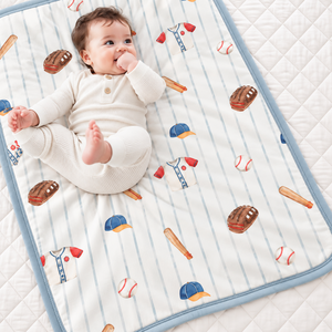 Alfombra de Juego Acolchada para Bebé con Diseño de Béisbol de Dibujos Animados, Ropa de Cama de Algodón Orgánico Suave para Todas las Estaciones - Product Image 2