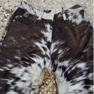 New Fashion Style High Waist Heavyweight High Quality Cowhide <b>Leather</b> <b>Pants</b> Top Seller Adults Size Straight Leg for Sale - Product Image 4