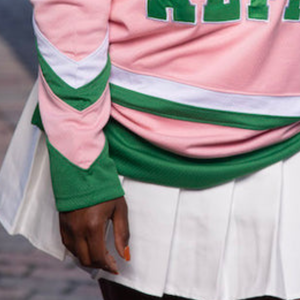 Pink Long Sleeve Jersey Women V Neck Varsity Sports <b>Shirt</b> 08 Graphic Athletic Hockey Style Collegiate - Product Image 2