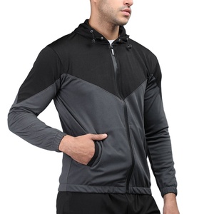 Nuevo estilo logotipo personalizado hombres deportes de invierno Color bloqueado a prueba de viento al aire libre correr con capucha chándales rompevientos para hombres - Product Image 1