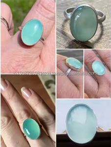 Meilleure vente 925 bague en argent Sterling faite à la main bague en pierre bleue calcédoine cadeau d'anniversaire bijoux pour hommes et femmes - Product Image 6