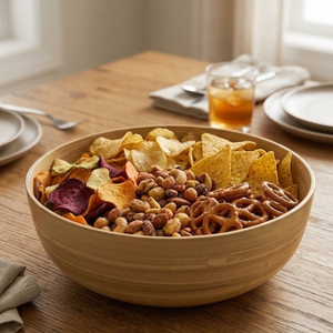Grand saladier en bambou naturel, centre de table pour comptoir de cuisine, rangement de fruits et légumes, décoration intérieure, cadeau écologique - Product Image 4