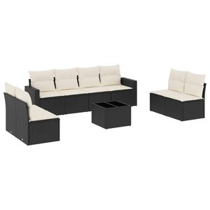 Ensemble de canapés de jardin noir et blanc crème - Product Image 2