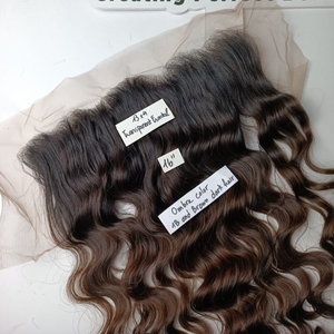 Donor Raw Extensions de cheveux humains vietnamiens Ombre naturelle et noire transparente Lace Frontal 13x4 Style Natural Wave - Product Image 1