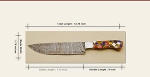 Juego de Cuchillos de Chef Hechos a Mano de Acero Damasco de Alta Calidad, Mango de Resina Ambidiestro, Material Inoxidable, Patrón Hermoso para Uso en la Cocina - Product Image 6