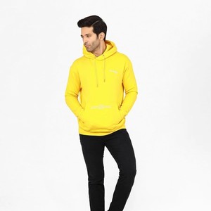 Sudadera con Capucha Amarilla para Hombre, Tejida, Corte Regular, Informal, Otoñal, Color Sólido, Diseño con Bolsillos - Product Image 4