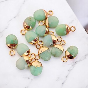 Pendentif ovale en chrysoprase facetté plaqué or, fournitures de fabrication de bijoux en pierres précieuses naturelles, vente en gros - Product Image 1