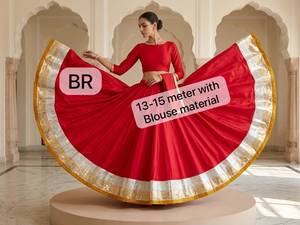 <b>Women</b> Cotton <b>Lehenga</b> Choli Ethnic Indian Outfit Long Sleeve Blouse Pleated Ghagra Festival Party Wear - Product Image 2