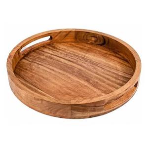 Bandeja de servir de madera de acacia para uso en cocina y comedor, bandeja de servir de madera de acacia natural para alimentos y vajilla. - Product Image 3