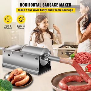 Manual Horizontal <b>Sausage</b> Stuffer 5 Filling Nozzles 3L/ 7Lbs Capacity Home & Commercial Use <b>Sausage</b> <b>Maker</b> - Product Image 2