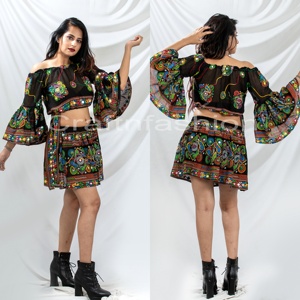 แฟชั่นฤดูร้อนกระโปรงสั้นสไตล์โบฮีเมียนจากนักออกแบบจากสหราชอาณาจักรทรงพลัสไซส์ชุดกระโปรงสั้นแบบตะวันตก - Product Image 3