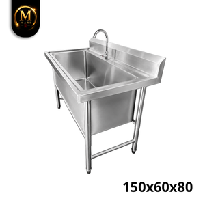 Évier simple en acier inoxydable de haute qualité, profond, épaisseur 0,8 mm, autoportant, équipement de lavage pour cuisine commerciale - Product Image 2