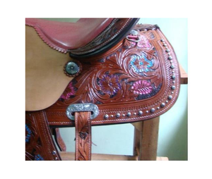 Juego de Silla de Montar Western DD de Cuero con Arco de Plástico, Diseño Clásico, Asiento de Cuero Suave y Cómodo para Uso Ecuestre - Product Image 3