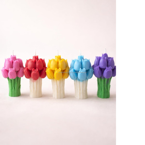 Artisanal Spring Tulip Bouquet Candle – Detailed Floral Wax Art for Wedding & Anniversary - Product Image 1