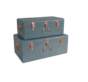 Unique Style Green Metal Storage Trunk <b>Box</b> Rectangle Lidded Stackable Medium Capacity Home Organization Trunk <b>Box</b> - Product Image 5