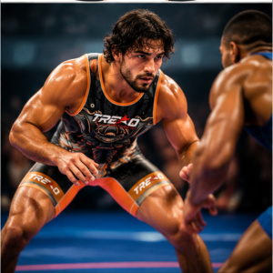 Traje de Lucha Personalizado Samurai Elephant para Hombre, Negro y Naranja, Sublimado, Uniforme de Competición para Equipo, Personalizado OEM, Cuatro Vías - Product Image 2