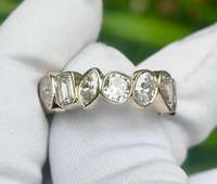 Bague de promesse unisexe en moissanite de qualité supérieure, taille diamant multi-formes, en argent 925 original plaqué or, bijoux modernes personnalisables