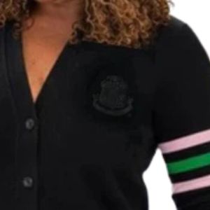Cardigan noir pour femme, boutonné sur le devant, à manches longues, pull décontracté, tricot tendance avec détail rayé sur les manches, vêtements chauds pour femmes - Product Image 2