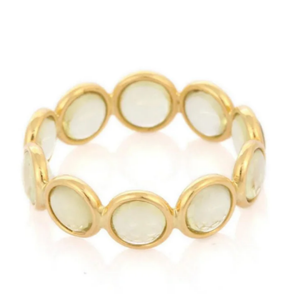 18K Gold Lemon Topaz Eternity Wedding Band Resizable IGI Certified - Product Image 3