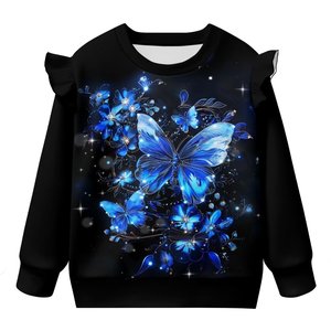 Sudaderas con cuello redondo y volantes gráficos para niños, lindas, suaves, ligeras, de manga larga, informales, para salir, para primavera - Product Image 5