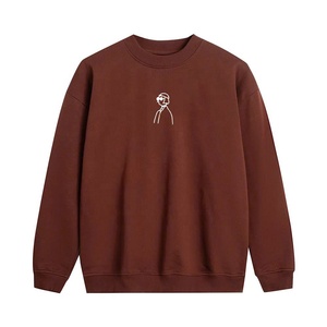 Sweat-shirt à col rond pour homme, marron, 100% coton/polyester/polaire, coupe classique, couleur unie, pull décontracté, imprimé sur le devant, hiver - Product Image 1
