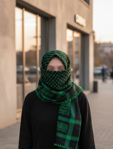 Écharpe de mode noire et vert néon pour hommes et femmes, légère, en coton doux, pour l'extérieur, streetwear, châle tendance - Product Image 3