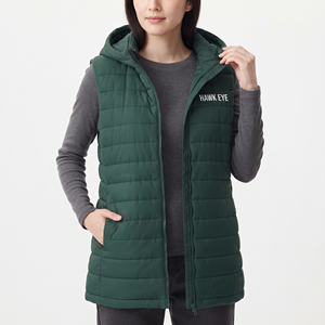 Gilet matelassé oversize d'hiver pour femme, sans manches, à capuche, zippé, avec poches, style décontracté pour l'extérieur, vente en gros - Product Image 3