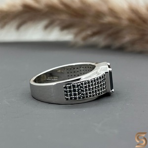 18K Solid White Gold Men's Black Moissanite <b>Ring</b> 8x8mm Asscher Cut Iced Out Hip Hop <b>Statement</b> <b>Ring</b> Luxury Gift for Him Wholesale - Product Image 6