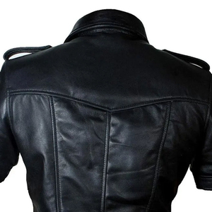 Turn-down Collar Autumn High Street Style Front Two Pockets Plain Dyed Windproof Leather Shirts Hot Selling Custom High Quality - Product Image 6