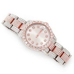 High Quality Round Cut Diamond Watch Rose Gold Moissanite Custom White Dial Premium Full Pave Diamond Watch For Unisex - Product Image 2