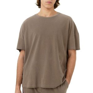 T-shirt Homme 100% Coton Coupe Oversize Boxy avec Logo Personnalisé, Épaules Tombantes, Style Streetwear, Col Uni, Respirant, Grande Taille - Product Image 2