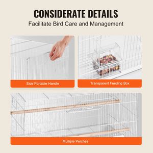 Gabbia per Uccelli Impilabile da 30 Pollici in Ferro per Piccoli Pappagalli, Canarini, Cacatua, Agaporni, Fringuelli, Pappagallini, Macaw e Altri - Product Image 6