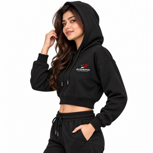 Sudadera cómoda y elegante de forro polar para mujer, top corto con capucha, material premium para uso diario a la moda, sudaderas cortas con capucha para mujer. - Product Image 3