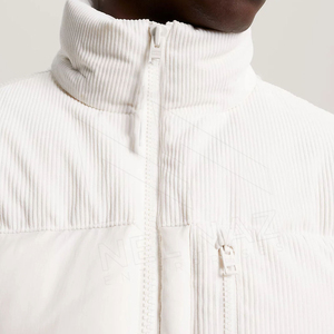Men's <b>White</b> Hooded Puffer <b>Jacket</b> Stand Collar Zipper <b>Waterproof</b> Front Logo Windproof Winter Casual Coat - Product Image 6