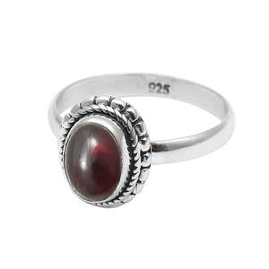 Traditional Ethnic 925 Sterling <b>Silver</b> <b>Ring</b> In Boho Style Oval Shaped <b>Garnet</b> Gemstone <b>Rings</b> Unisex Design Wholesale Price <b>Ring</b> - Product Image 1