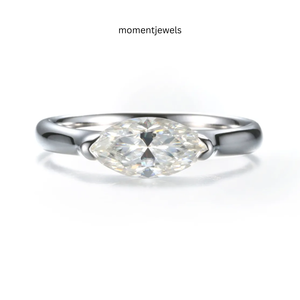Platinum Plated 925 Sterling <b>Silver</b> Marquise Cut High Carbon Diamond Classic Prong Set <b>Solitaire</b> Wedding Engagement <b>Ring</b> - Product Image 2