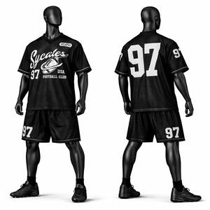 High Quality American Football Jersey and Shorts Set Breathable Sportswear 100% Polyester American Football Jersey and Shorts - Product Image 1