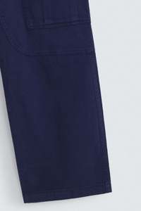 Pantalon cargo bleu marine pour homme, style workwear, coupe droite, plusieurs poches, taille élastique, en toile respirante, idéal pour le printemps - Product Image 5