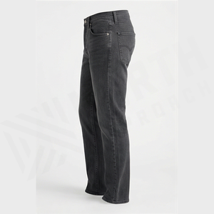 Jean en denim coupe droite délavé foncé pour homme, taille haute, coupe classique, en coton, style décontracté, pantalon d'automne - Product Image 3