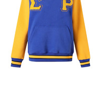 Sweat-shirt d'hiver unisexe en chenille avec lettres grecques Sigma Gamma Rho, bleu et jaune, col rond, poche raglan, broderie de la sororité