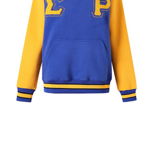 เสื้อสเวตเชิ้ต Sigma Gamma Rho Chenille ลายตัวอักษรกรีกสำหรับผู้หญิง สีน้ำเงินเหลือง แขนเสื้อแบบแร็กแลน มีกระเป๋า คอกลม เสื้อพูลโอเวอร์สำหรับชมรมนักศึกษา - Product Image 5